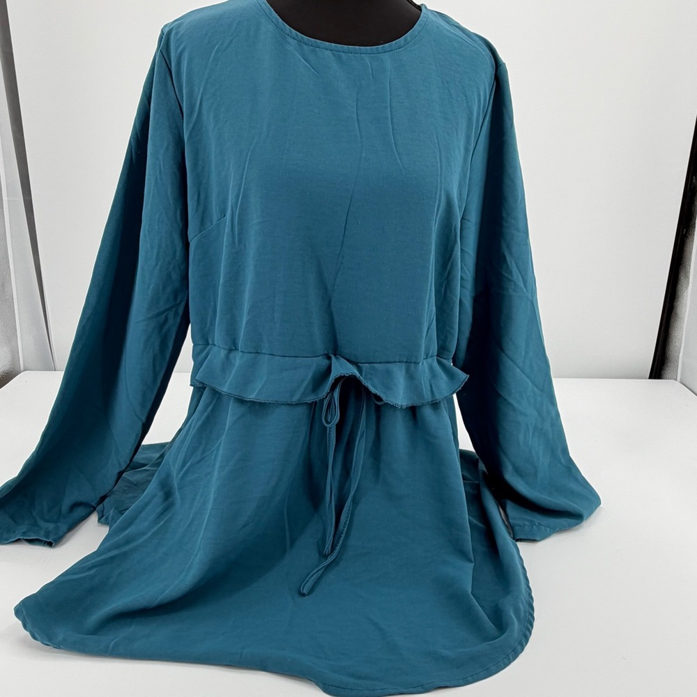 Teal Babydoll Peplum Top large Cottagecore Boho Flowy coquette minimalist
